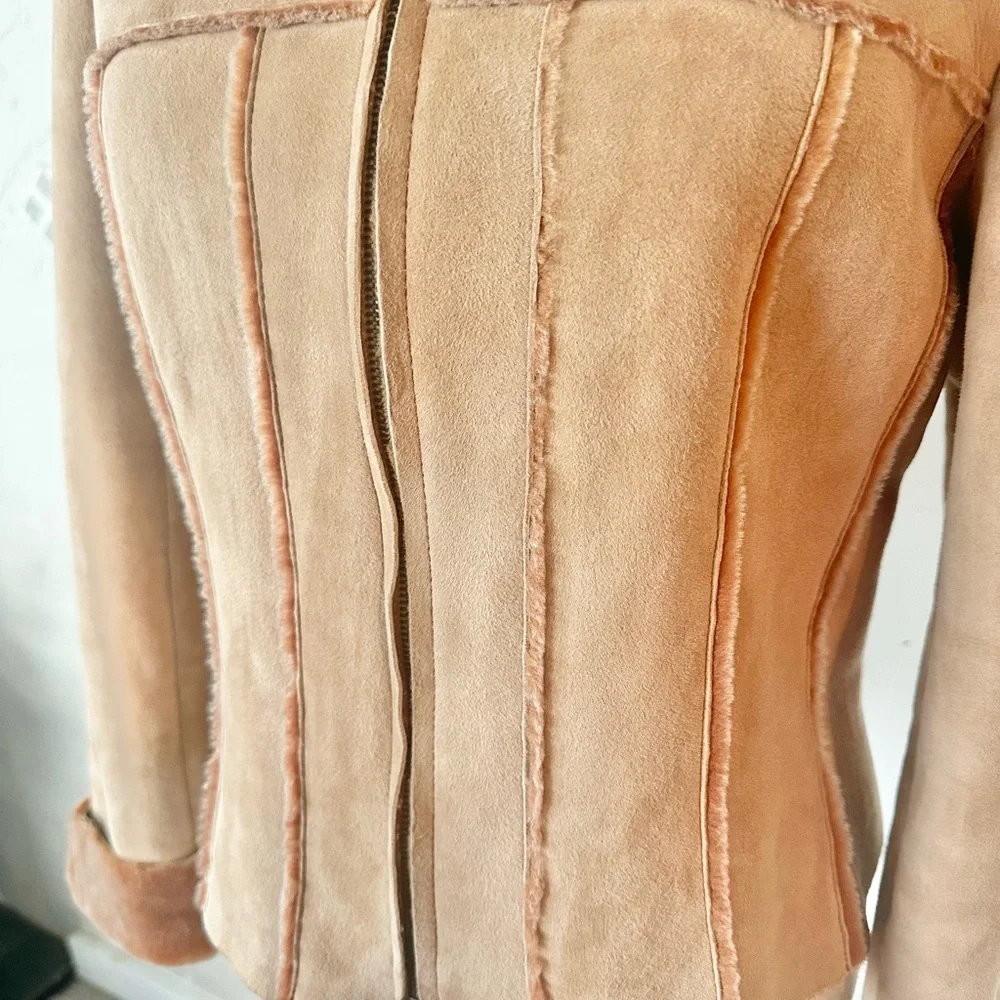 Carlisle Vintage Genuine 100% Shearling Wool Tan Coat Size 6 Womens - Picture 3 of 7